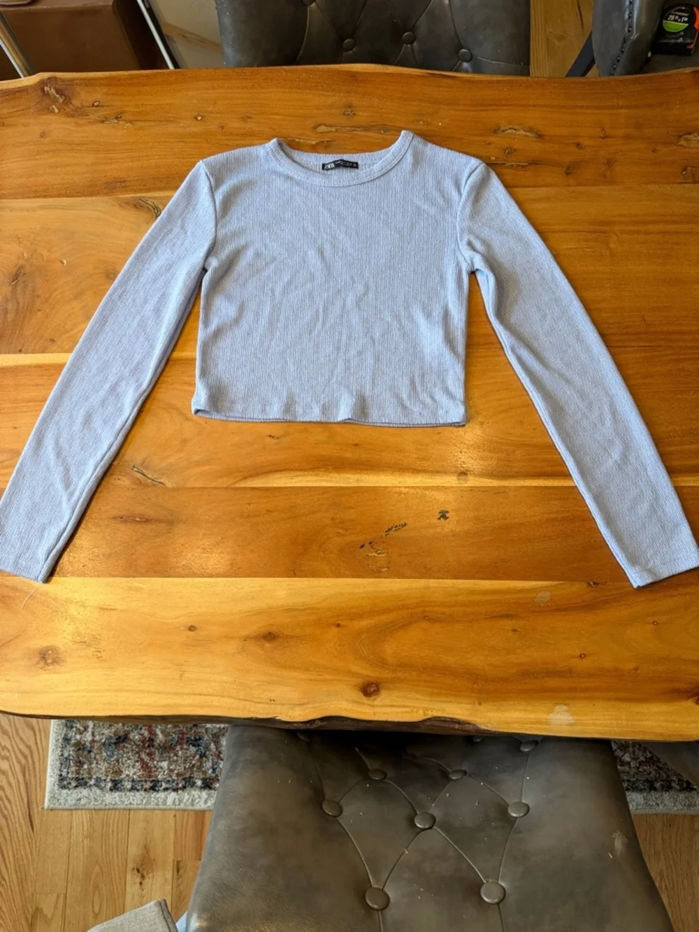 Zara Y2K Minimalist Lightweight Knit Sweater Blue Cropped Top (VGUC)